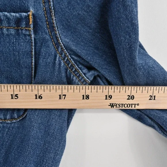 Free People Green River One-Piece Size 2 Denim Romper Boho Western Zip Up Belted - Picture 4 of 14